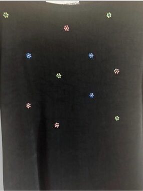 Black Tunic with Multicolor Beaded Flower Accents